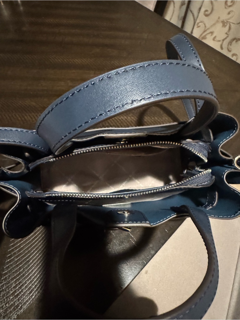 Michael Kors Navy Leather Small Satchel with Card Case - Picture 3 of 4